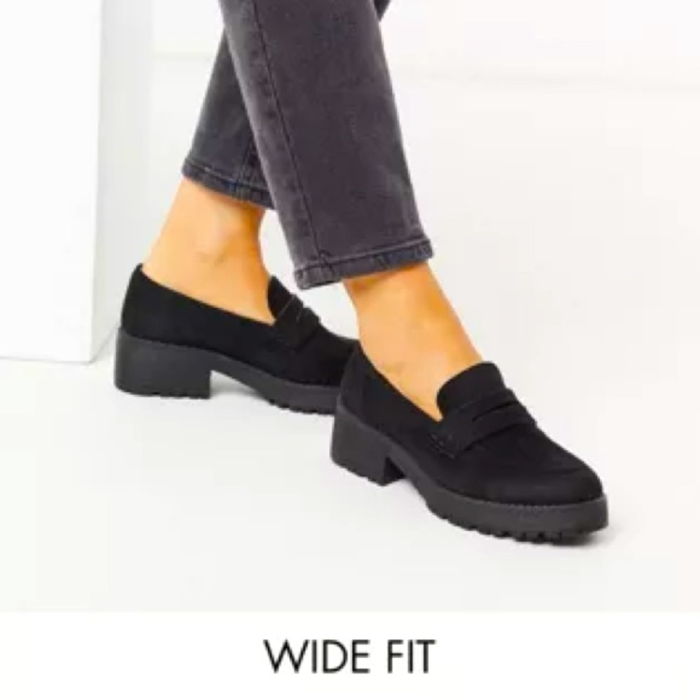 Wide Fit Suede Chunky Flat Loafers